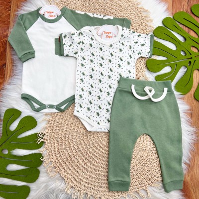 CONJ. DE MALHA 3 PEÇAS - Baby Raposinhas - Verde